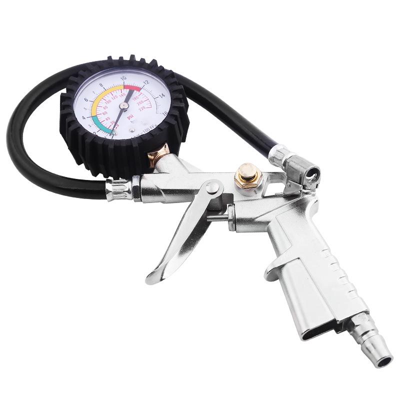 Tire Inflation Nozzle with Pressure Gauge for Car, Bicycle, and Motorcycle