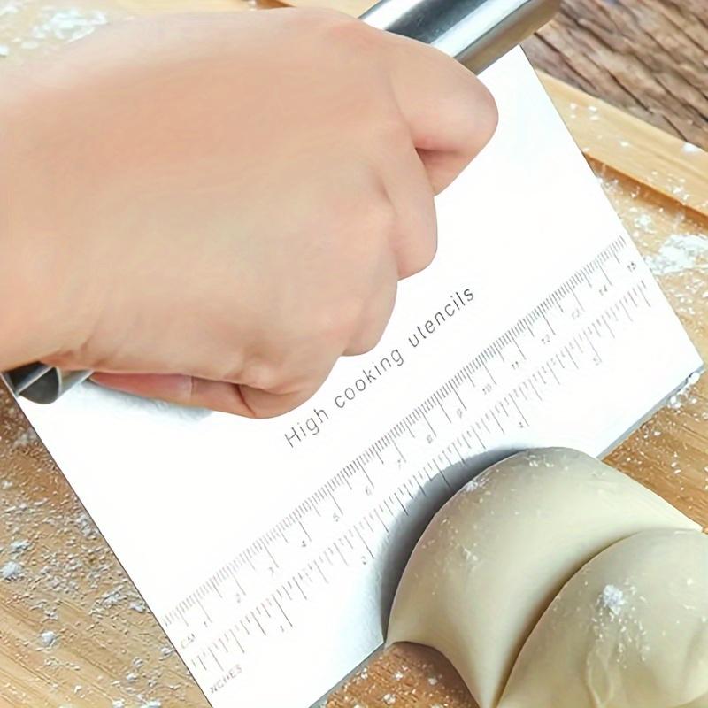Premium Stainless Steel Bench Scraper with Measurement Markings - Durable Dough Cutter & Pastry Chopper, Ideal for Baking Dough Scraper