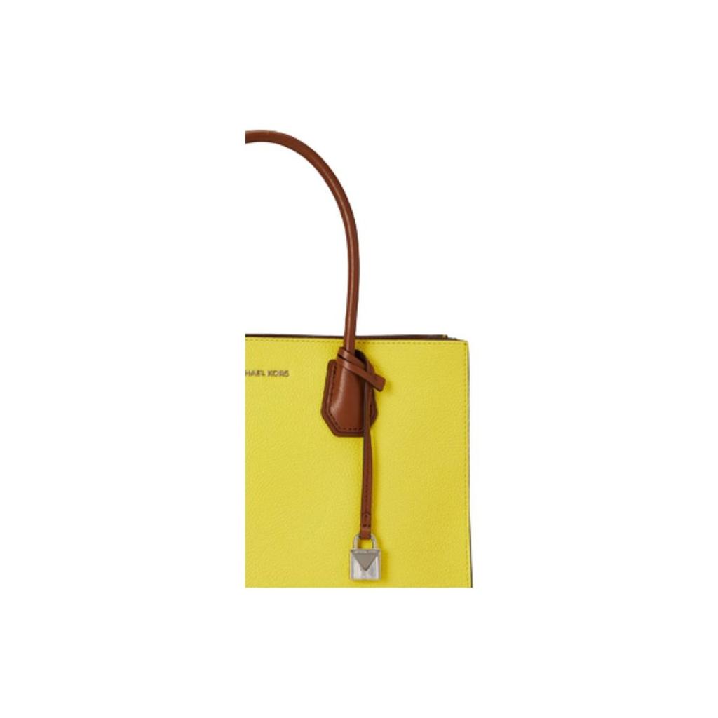 Michael Kors Mercer Letter Logo Lock Accordion Bag Women handbags Bright-Yellow Acorn-Brown White 30T9SM9T9T-345