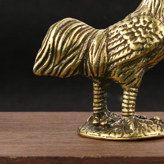 Unique Delicate Casting Cock Statue Standing Posture Miniature for Office