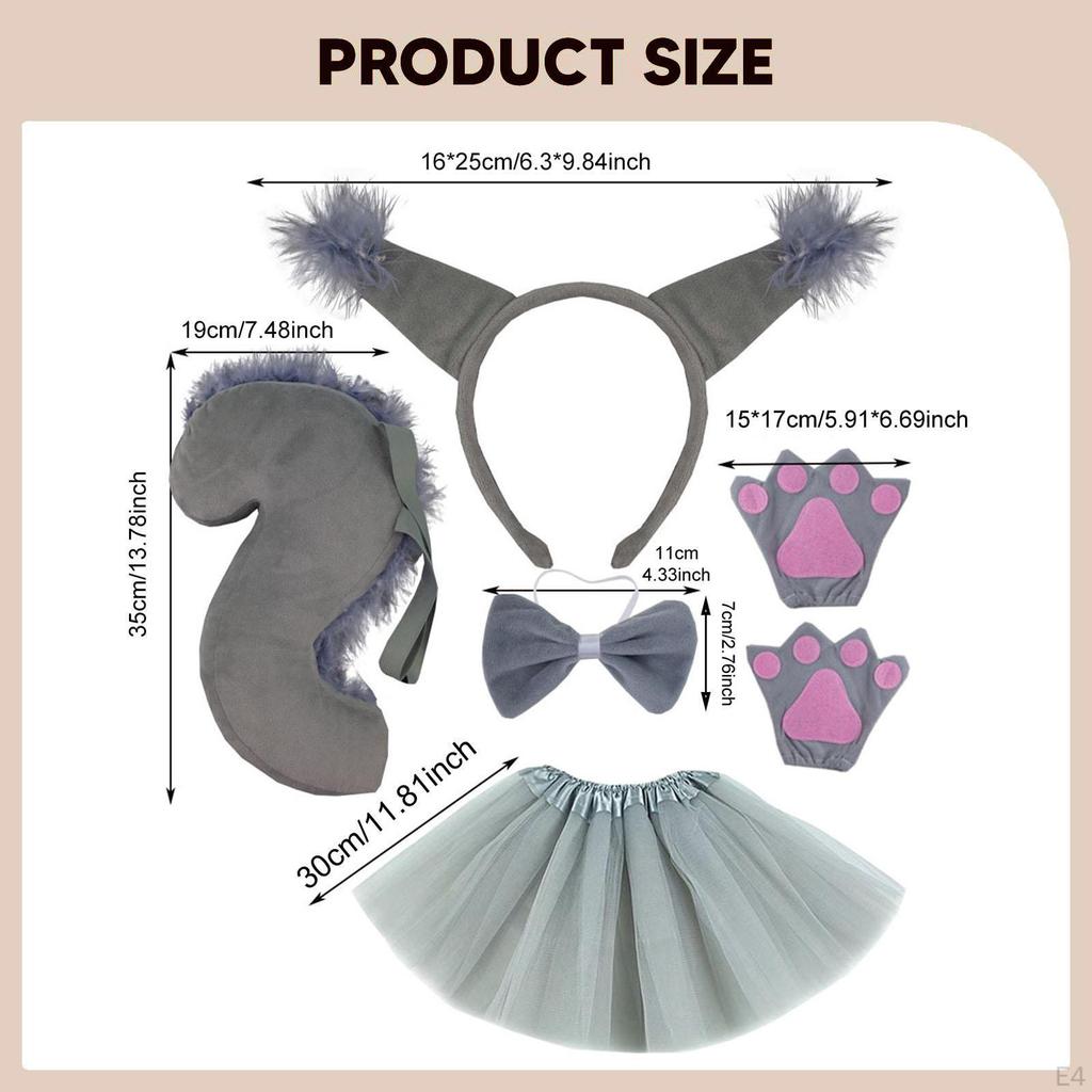 Animal Tail Costume Kit Cosplay Bow Tie Headband for Stage Performance Halloween