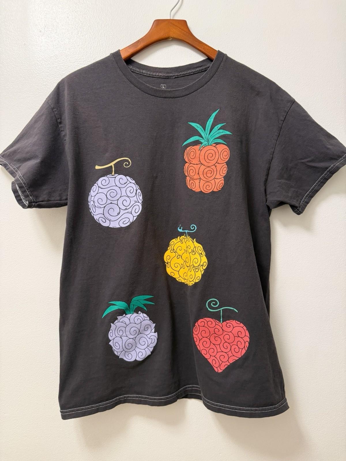 One Piece Devil Fruit T-Shirt Black Men’s L Anime Manga Graphic Bandai Shonen L