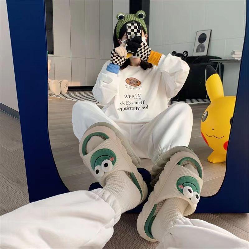 Neue offene Leinenpantoffeln Damen rutschfest Indoor Zuhause Cartoon Leinen atmungsaktiv Vier-Jahreszeiten-Pantoffeln Herren