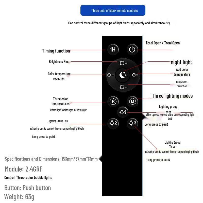 2.4G Remote-Control LED Bulb, Wide Voltage, Three-Color Temp, Stepless Dimming, E26 Base