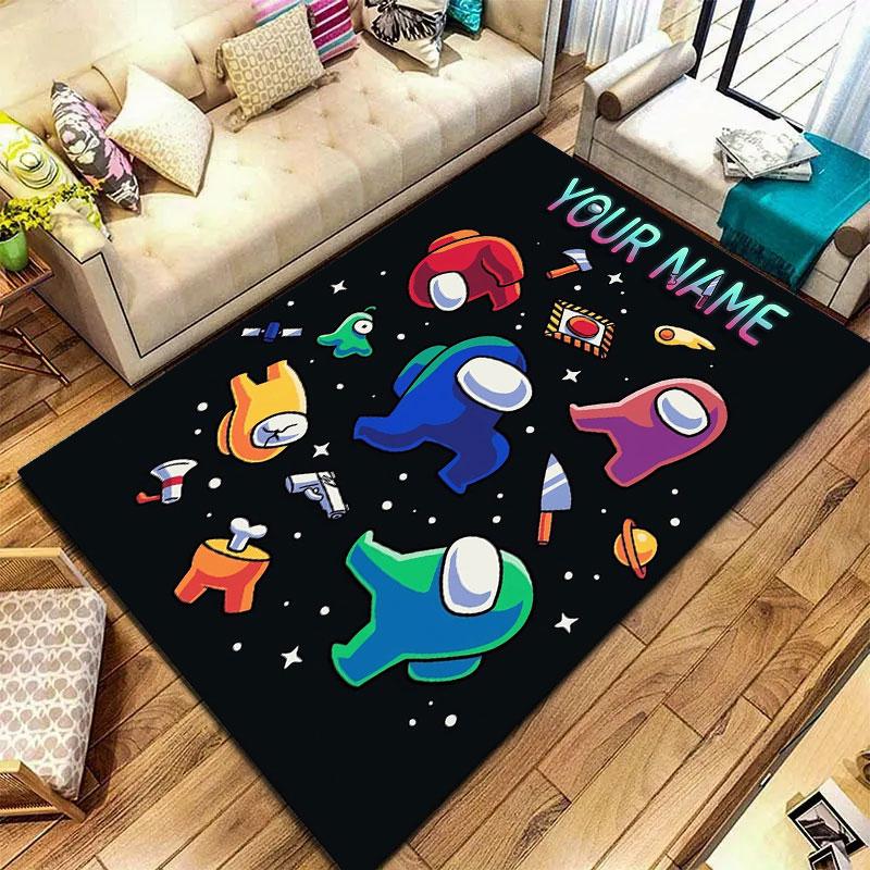 Among Us Custom Name Carpet Rug for Living Room Bedroom Home Sofa Decoration,Kids play Non-slip Floor Mat