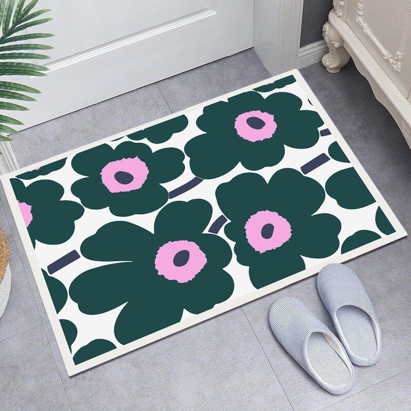 Diatom mud non-slip water absorption Finnish designer Nordic fresh flower bathroom bathroom entry decoration foot pad
