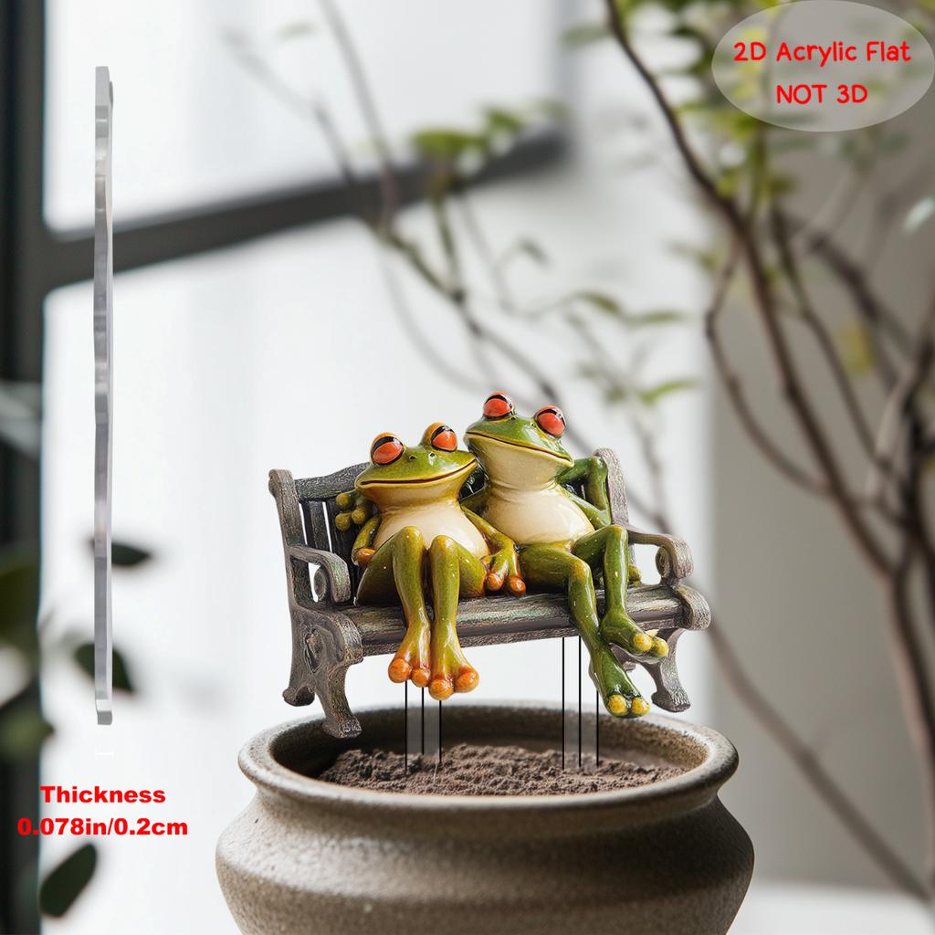 2D Acryl Frosch Dekoration im Vintage-Stil, Gartendekoration für die Bank, Realistischer Touch für Hof & Rasen