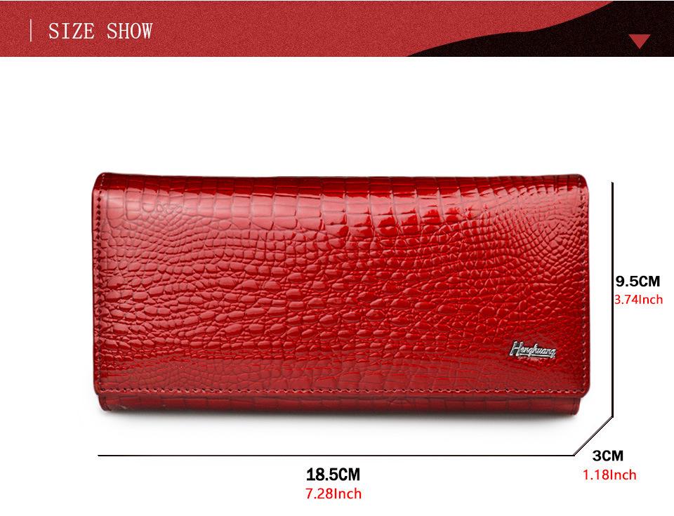 Genuine Leather Women's Wallet with Alligator Pattern - Large Capacity Coin Purse and Patent Leather Design