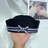 Flip Brim Bow Sailor Caps Japanese Y2k Berets Fashion Women's Navy Hat  Spring Summer