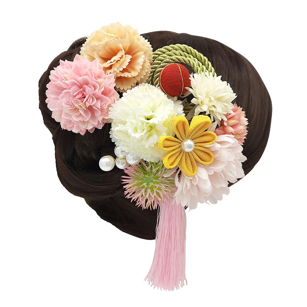 OTAKUMARKET Hair Ornament Set with Flower Perfect for and other Japanese and Includes Hair Clips and Available in 3 Colors Set, 3-Piece Tsumami-Zaiku