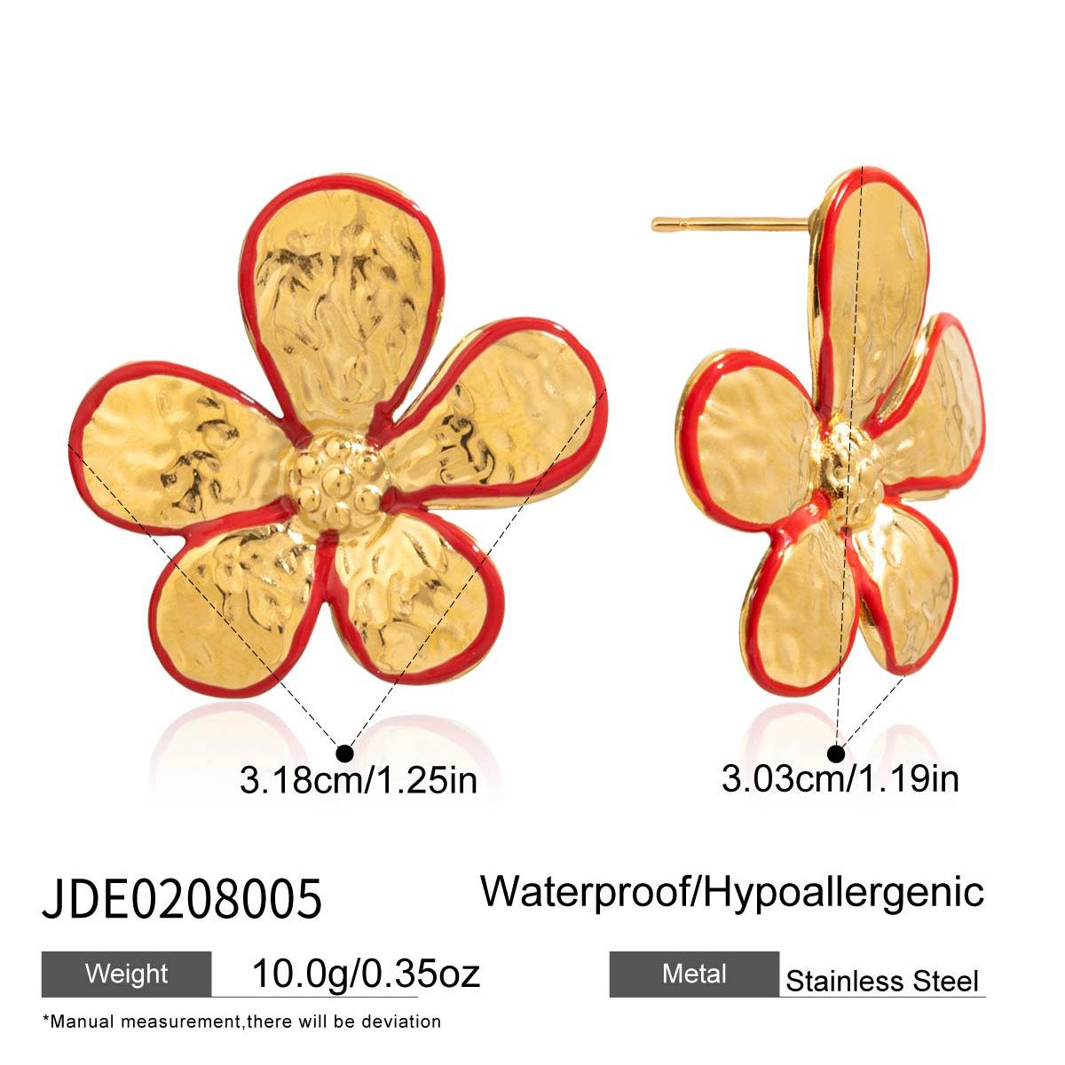 

Милые и романтичные серьги-цветы из 18-каратного золота с красной эмалью, ювелирные украшения класса люкс.