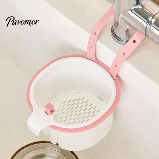 Practical Kitchen Sink Organizer Strainer Basket, Automatic Dumping Design, Hanging Durable PP Drain Filter Faucet Food Catcher, for Cleaning