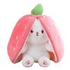Bunny Stuffed Animal Reversible Strawberry Rabbit Transformed Plush, Carrot Turns Into Ears Bunnies Plushies for Christmas Gift