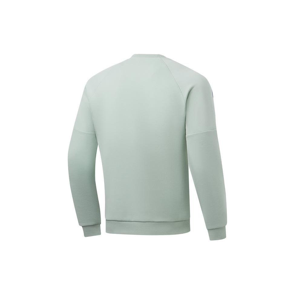 Li Ning Fitness Series Logo Splicing Round Neck Long Sleeve Knitted Sports Sweatshirt Men Sweatshirt Water-Gray-Green AWDU915-3