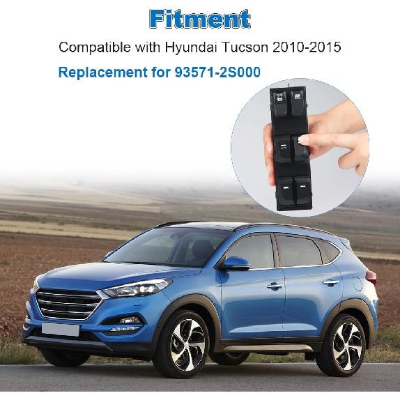 Master Power Window Switch Compatible with Hyundai Tucson 2010 2011 2012 2013 2014 2015, Driver Left Side 16 Pins, Replacement for 93571-2S000