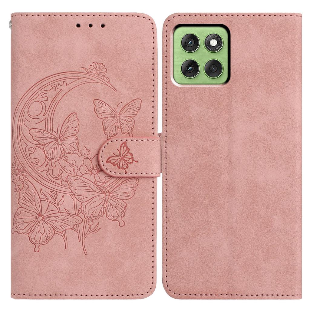 For Motorola Edge 60 5G Case Butterfly Flower Imprinted PU Leather Wallet Stand Phone Cover
