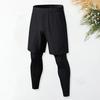 Erkekler Sahte Iki Parçalı Spor Pantolon Spor Jogger Eğitim Hızlı Kuru Sıska Şort Pantolon Spor Salonu Kısa Egzersiz Tayt Tayt Eğitim Joggers