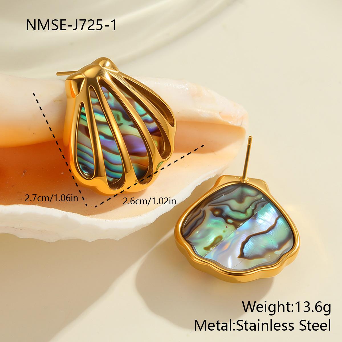 GEMCHIC Women s Stainless Steel Shell Fan Shape Earrings with 18K Gold Plating