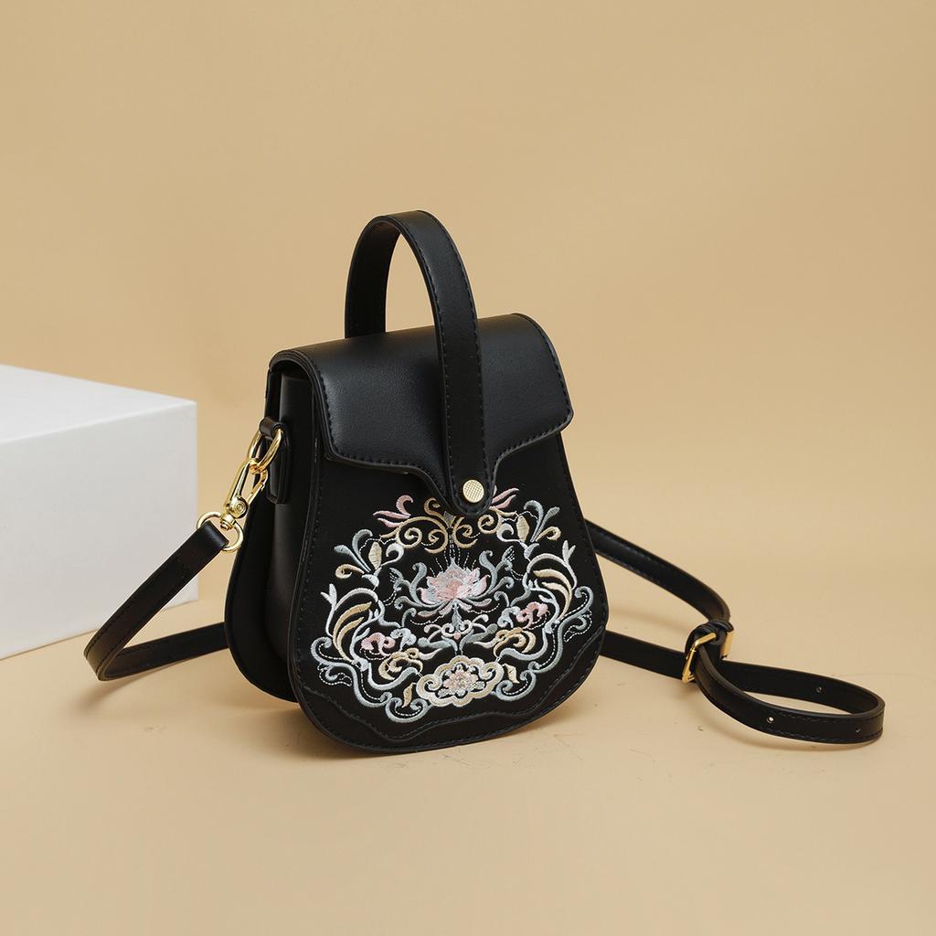 Crossbody Bag For Women, Fashionable National Style Embroidered Bag, Simple Texture, Mobile Phone Bag, Women's Niche Portable Shoulder Bag