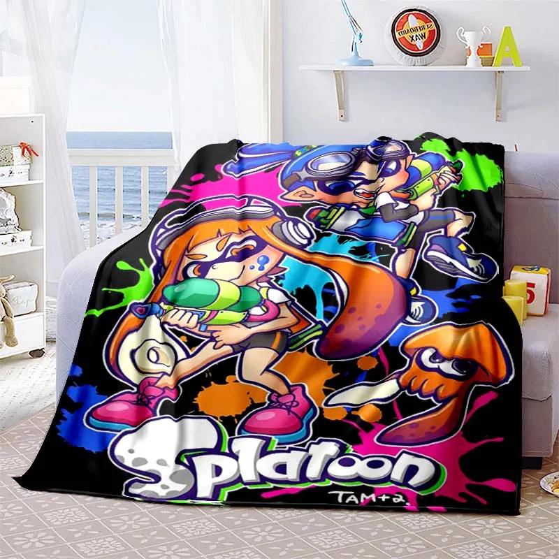 Gra 3D, Splatoon, Modny Uroczy Kreskówkowy Miękki Pluszowy Koc, Koc Flanelowy Pokój Gracza Łóżko Sofa Koc na Drzemkę grinch