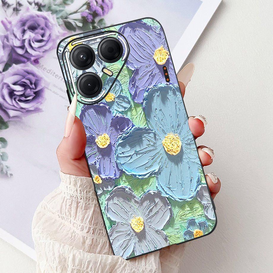 Black Silicone Cover For Tecno Pova 7 4G 5G / Pova 7 Pro Pova7 Ultra Neo Funda Cat Flower Dragon Design Bumper Soft Capa