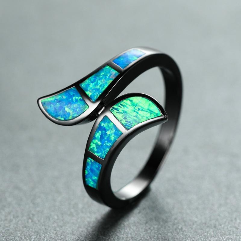 Accessories Fashion Black Gold Blue Curved Ring Men s Exaggerated Personality Ring no. 8