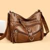 Geantă Crossbody din piele moale Geantă de umăr vintage pentru femei Geantă pentru mamă de vârstă mijlocie de mare capacitate