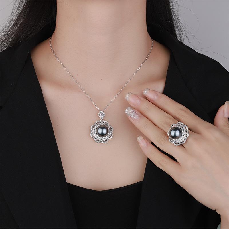 Jewelry Copper Bottom Pearl Plated Vintage Flower Set 14Mm