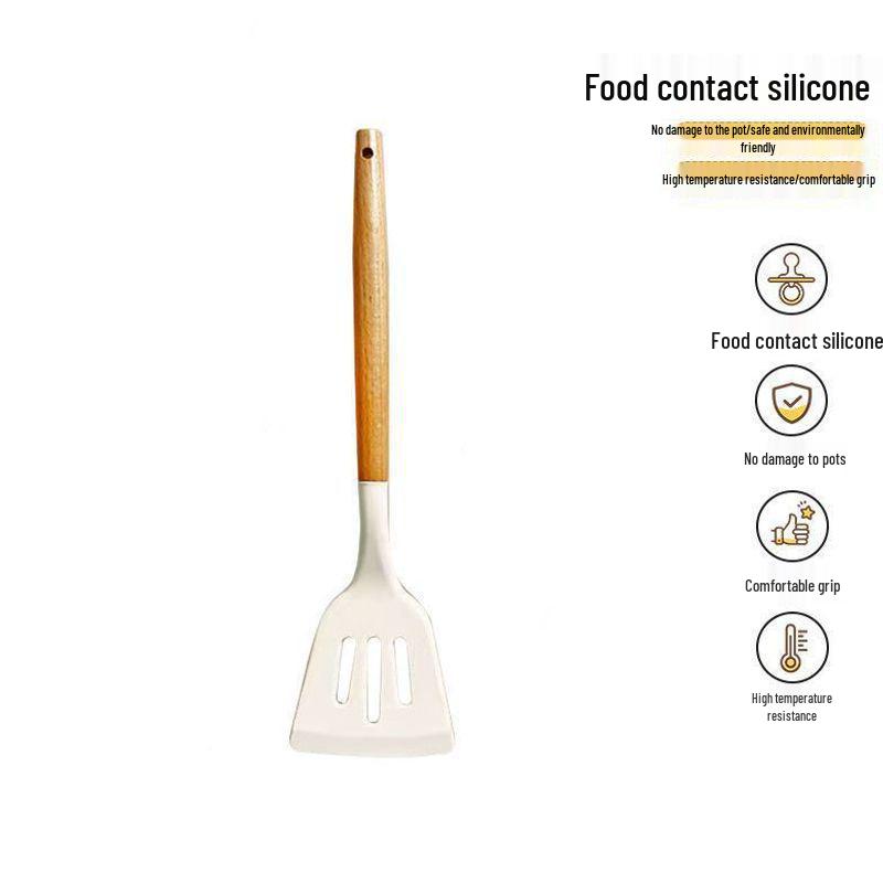 Silicone Spatula & Ladle Set with Wooden Handle for Home and Baby Food Preparation - High Quality, Stylish Design