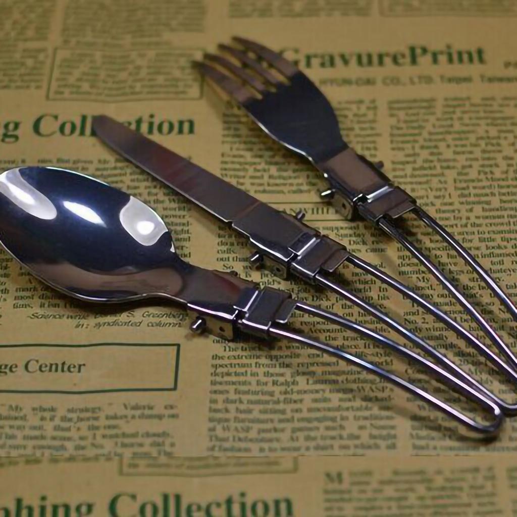 3PCS Set Knife Fork Spoon Camping Cutlery Set Stainless Steel Portable Folding Tableware Set