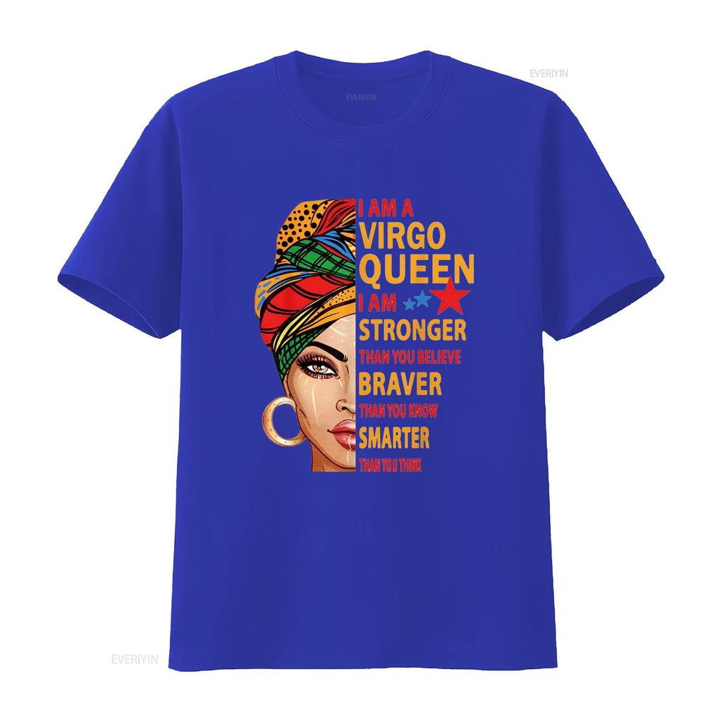 Virgo Queen I Am Stronger Birthday Gift for Zodiac T Shirt Vintage Washed Stretched Stylish Slightly Comfortable Homme Unisex