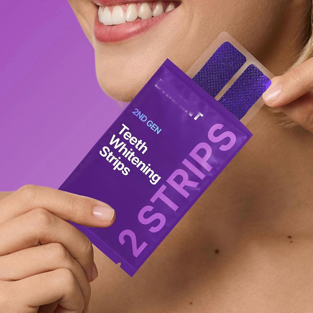 Purple Teeth Whitening Strips Gentle Formula For Daily Use Enamel Safe Instant Brightening Effect For Sensitive Teeth Less