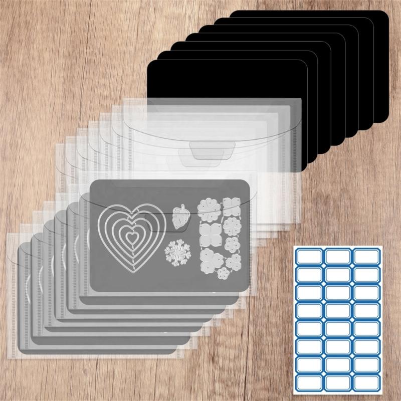 Rubber Magnetic Sheets and Clear Cutting Die Storage Bag Set for Scrapbooking Card Making Supplies Includes Sticker