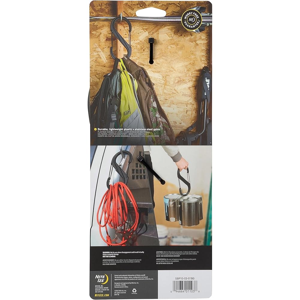 Nite Ize Big S-Biner #10 Black Durable Multi-Use Carabiner Clip 5.5 in Long
