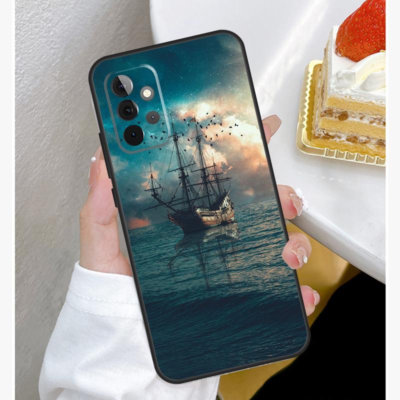 Yacht Sailing Boat Sunset Case For Samsung Galaxy A55 A35 A15 A14 A34 A54 A73 A53 A33 A23 A13 A12 A32 A52 A51 Cover