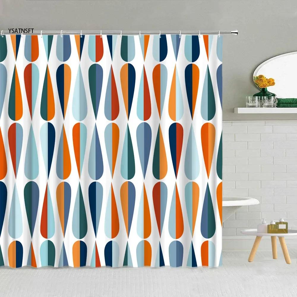 Simple Black White Raindrop Shower Curtain Geometry Water Droplets Pattern Polyester Fabric Bathroom Hanging Curtains Home Decor