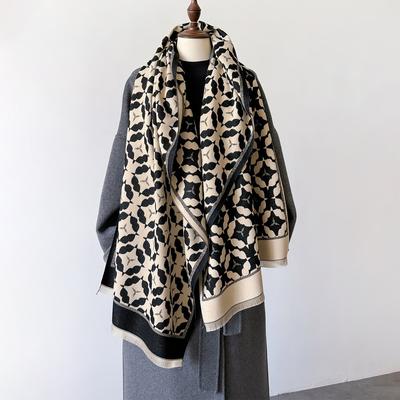 Neuer Blume Herbst Winter Verdickter Warmer Hals Schal Koreanischer Imitationskaschmir Schal Doppelseitiges Wickeltuch Bandana Halstuch