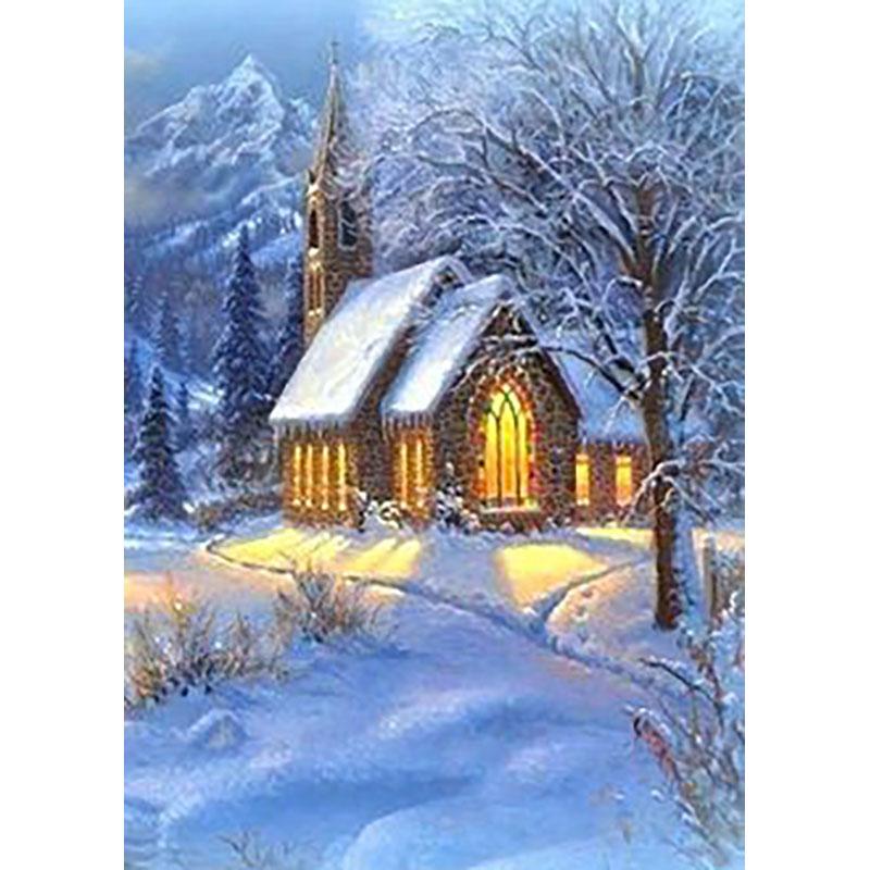 DIY Snow Scenic 5D Diamond Painting Full Round Drill Landscape Diamond Embroidery Cross Stitch Mosaic Kits Wall Art Home Decor