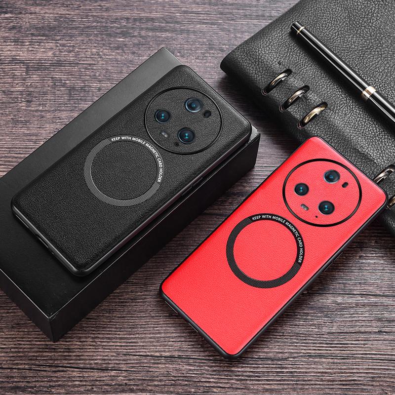 Back Case for Honor Magic5 Pro PU Leather Coated TPU+PC Phone Cover Compatible with MagSafe Charger