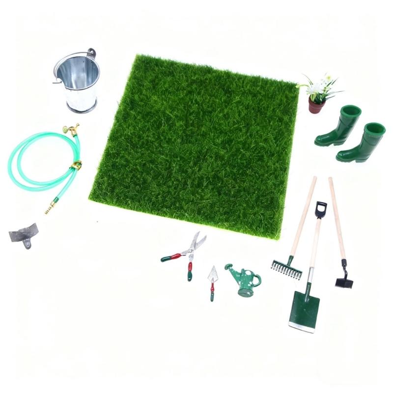 

Plastic Mini Gardening Tools For Dollhouses Decors Realistic Educational Hobby Set Compact Portable Storage Solution 1