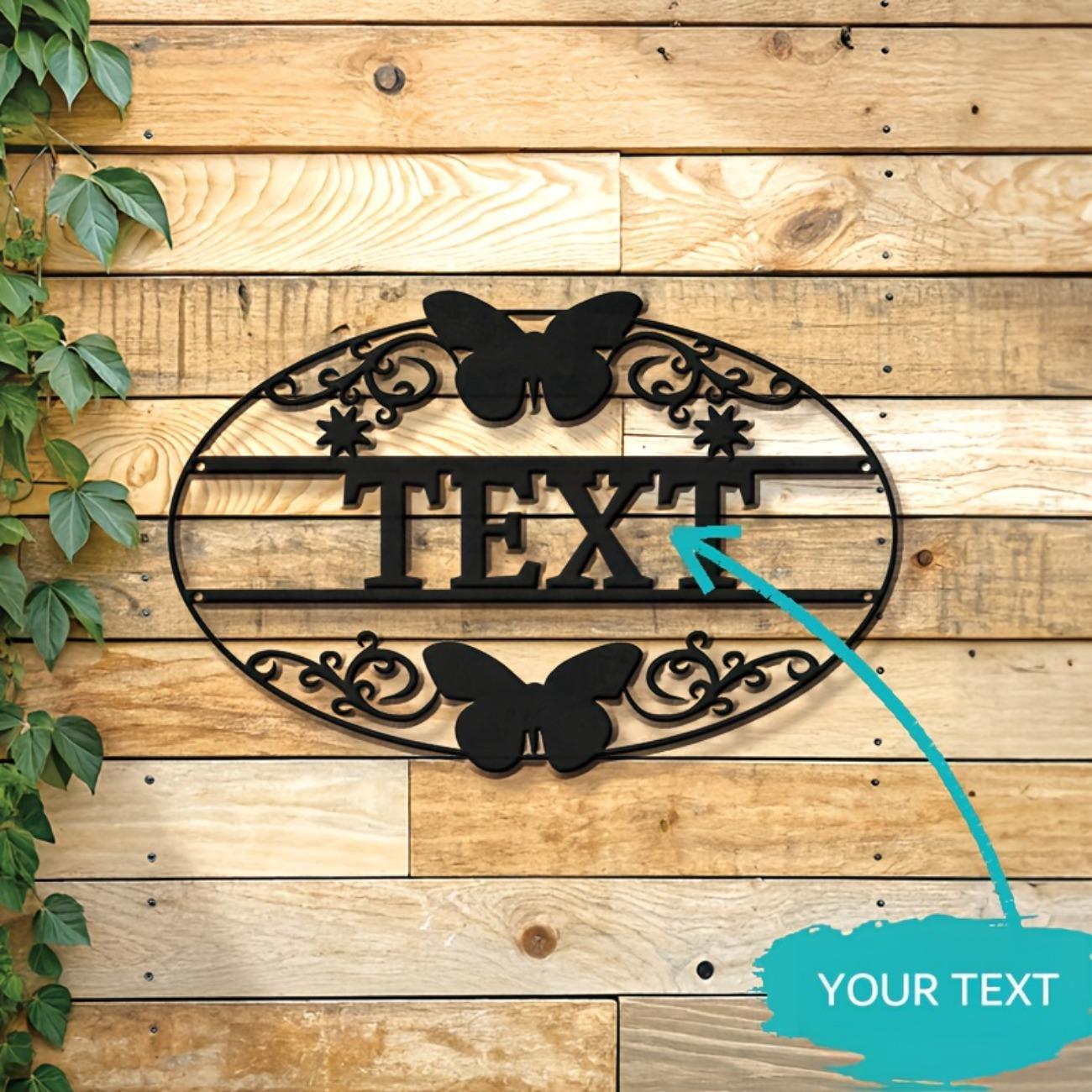 Personalized Butterfly Metal Wall Art Nature Decor Garden Sign Custom Rustic Metal Plate S чёрный