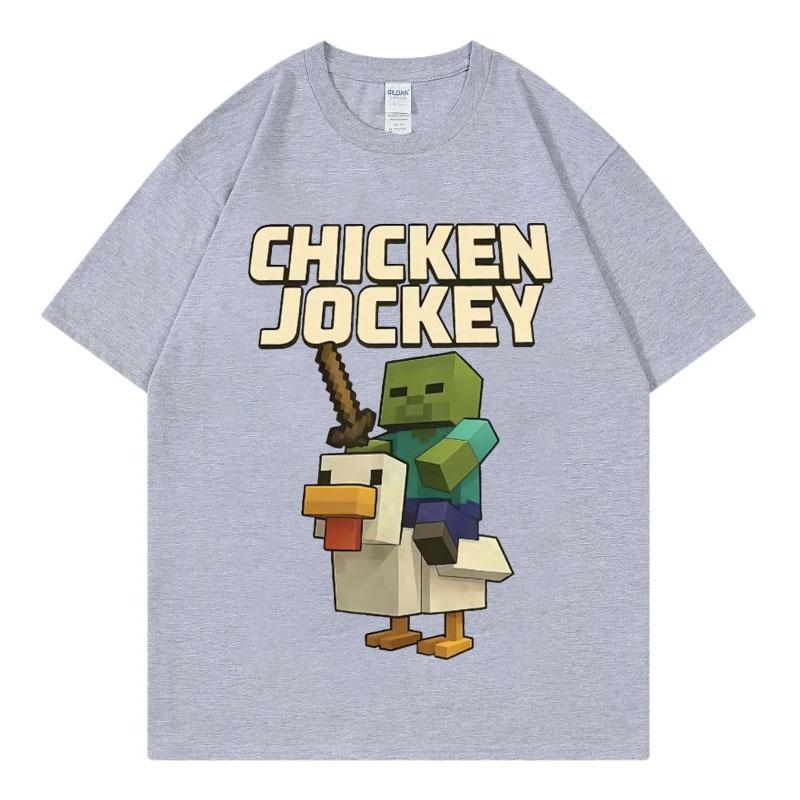 Chicken Jockey Game Cartoon Graphic T Shirt High Quality Fashion Short Sleeve Tshirt Men Women Casual Oversized Cotton Tshirts