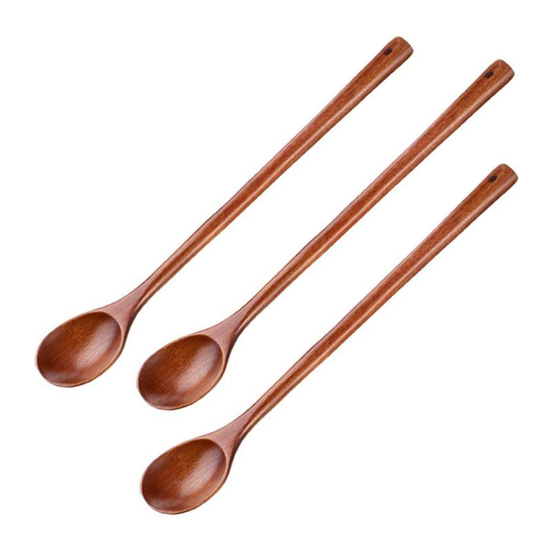 6 Pcs Wooden Mixing Spoons Kitchen Soup Serving Spoons Long Handle Cooking Spoons For Kitchen Stirring Serving Cooking-B61B