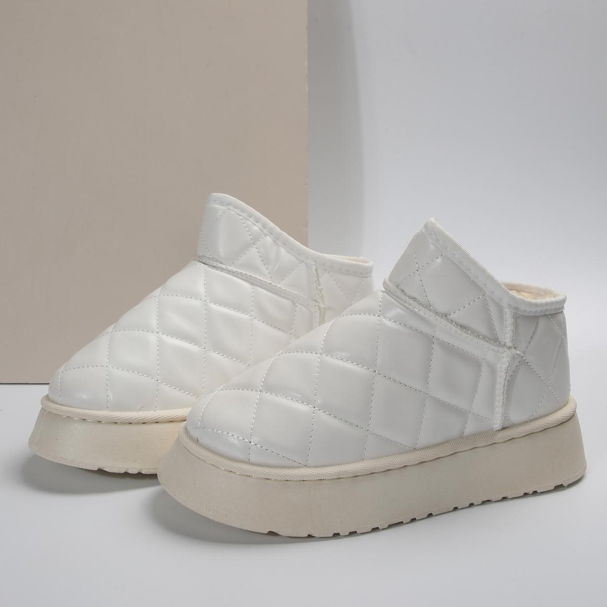 

Fashion 2024 Winter Classics Ankle Shoes for Women Warm Round Toe Slip-on Flat Snow Boots 40 белый