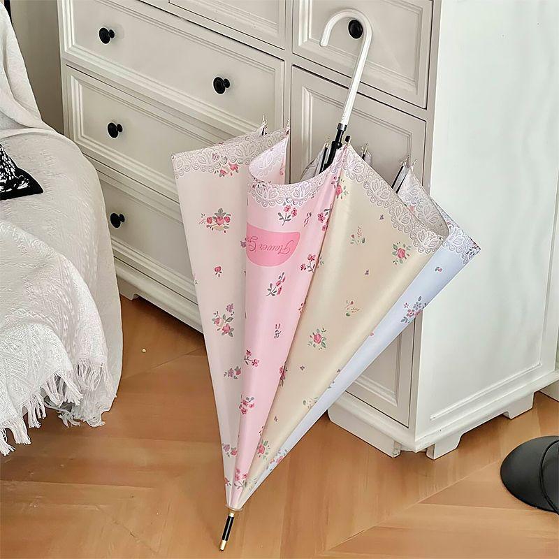 

Зонт в корейском стиле с длинной ручкой в горошек, 16 спиц, очень большой, ветро- и дождеустойчивый, двойного назначения, солнцезащитный зонт, автоматический, усиленный, прочный, двойной Flower cake 8 bone long handle umbrella