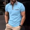 European American Style Men's Summer Short Sleeve Polo Shirt Button Turn Down Collar T-shirt Color Block Sports Rugby Shirt