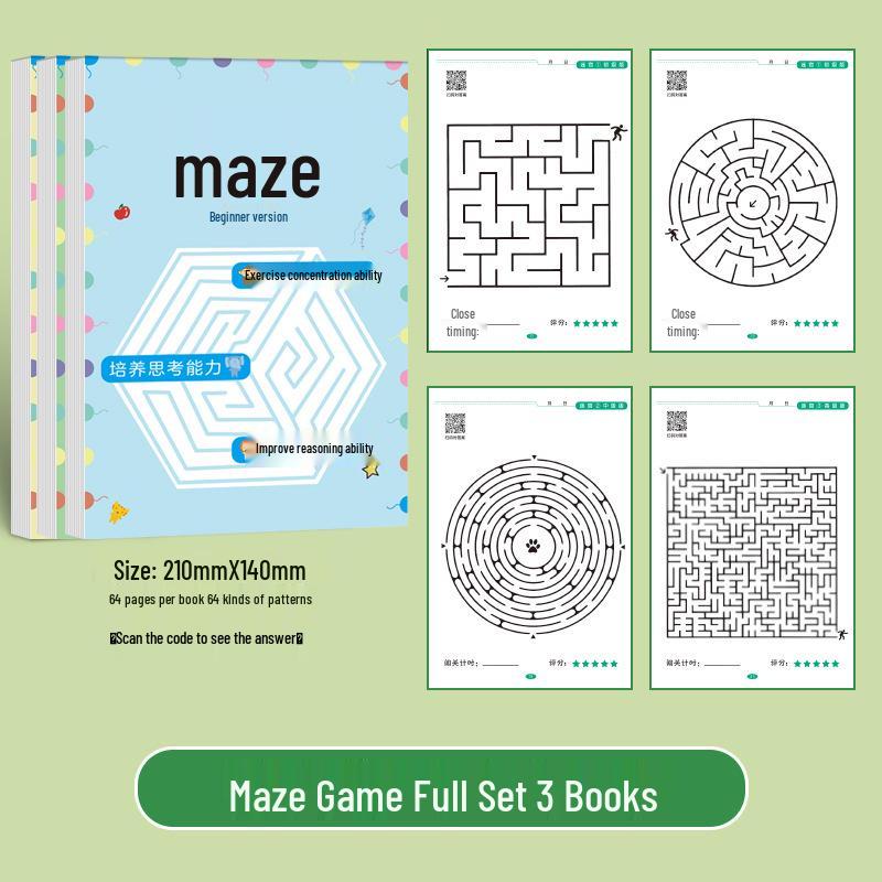 Children's Maze Book: Whole Brain Thinking & Intelligence Development for Ages 3-6 with 8 Focus Puzzles