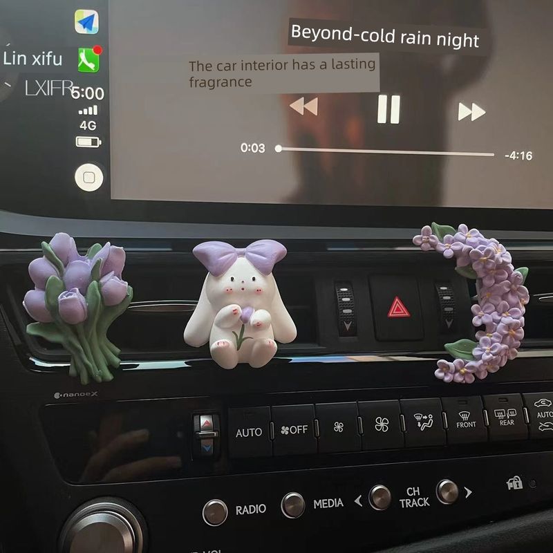 Tulip Car Air Freshener Bunny Ornament Car Vent Decoration Perfume Diffuser Stone Car Interior Fragrance