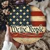 8 Inch Round Metal Tin Sign American Flag Wall Decor for Home Yard