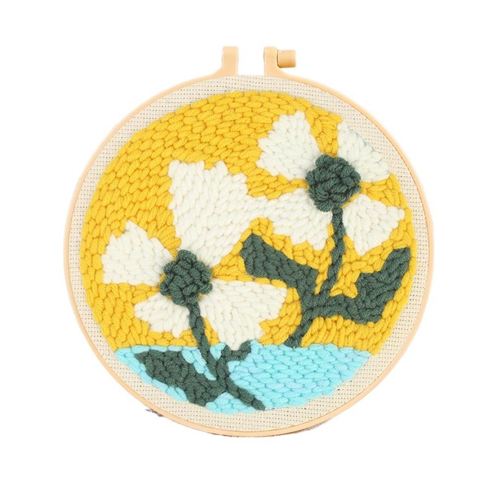 Flower Pattern Punch Needle Set Needlework Poke Needle Embroidery Kit  Educational Toys